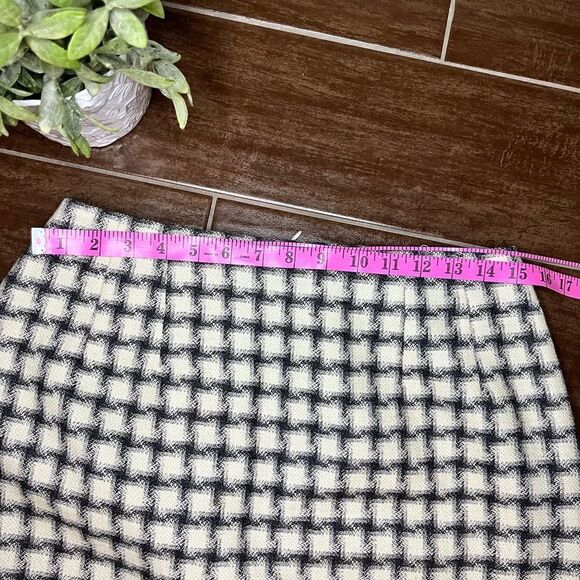 Harve Benard by Benard Holtzman ivory/black fringe hem wool long skirt sz 8 - Picture 5 of 7